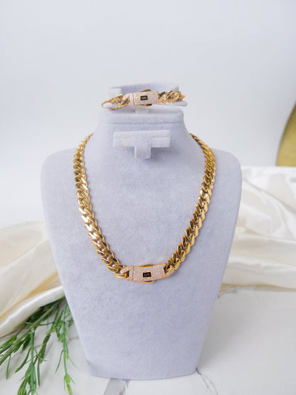 21k Gold Monaco chain classic half set