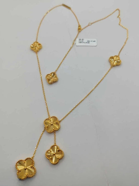 Real 21K Gold Clover Necklace