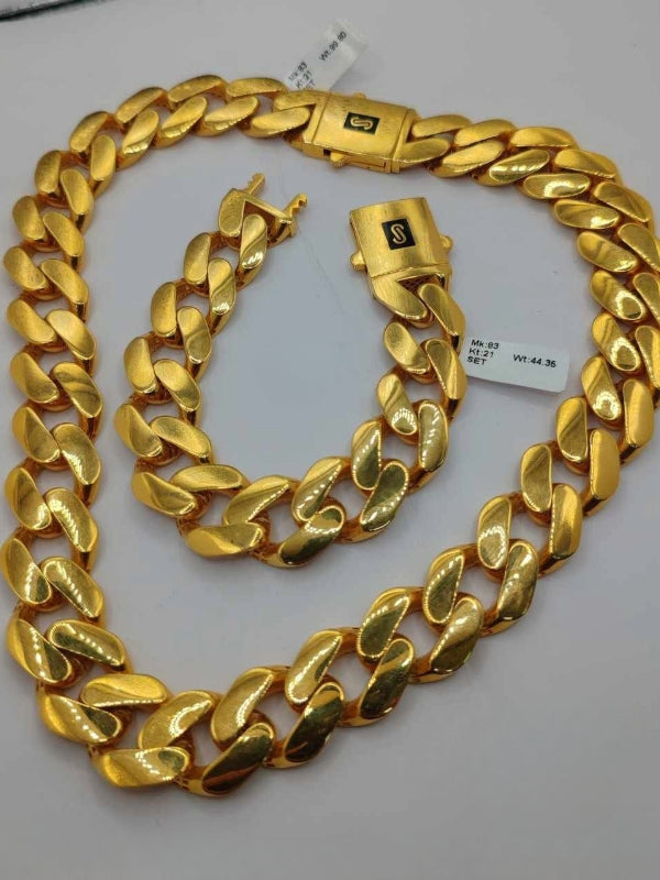 Real 21K Gold Monaco Chain