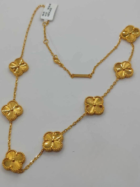 Real 21K Gold Clover Necklace