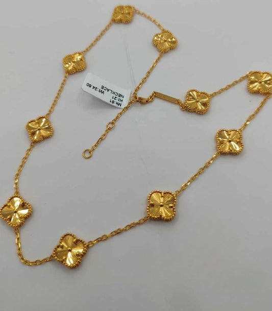 Real 21K Gold Clover Necklace