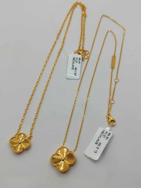 Real 21K Gold Clover Necklace