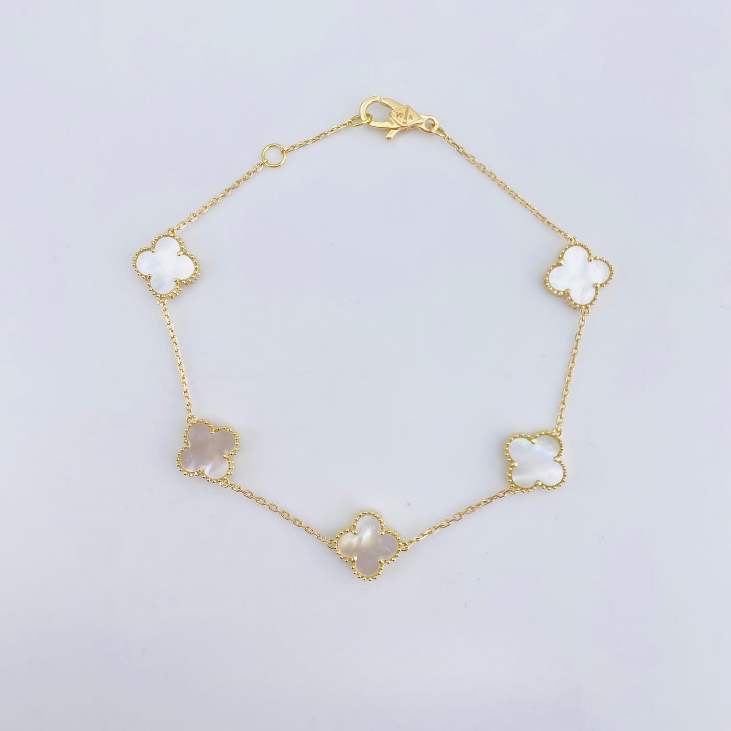 Real 18K Gold VCA-Inspired Pearl Bracelet 10MM