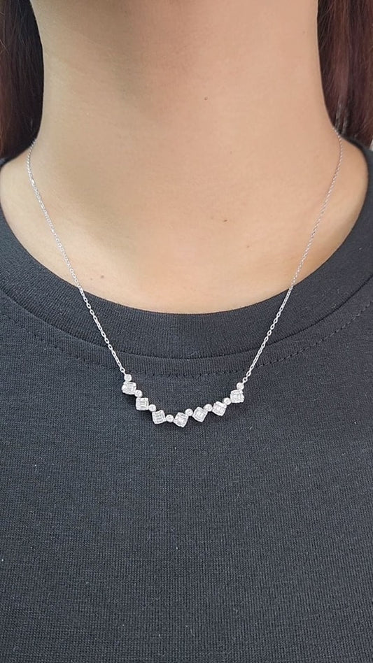 14K White Gold Diamond Necklace Valentines Gift, Gift for Her, Holiday Gift