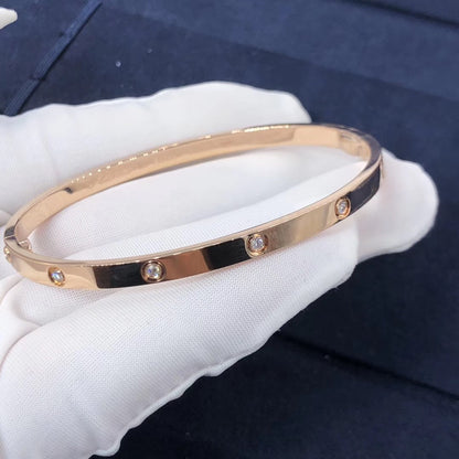 Genuine 18K Gold Slim Love Bangle- Solid