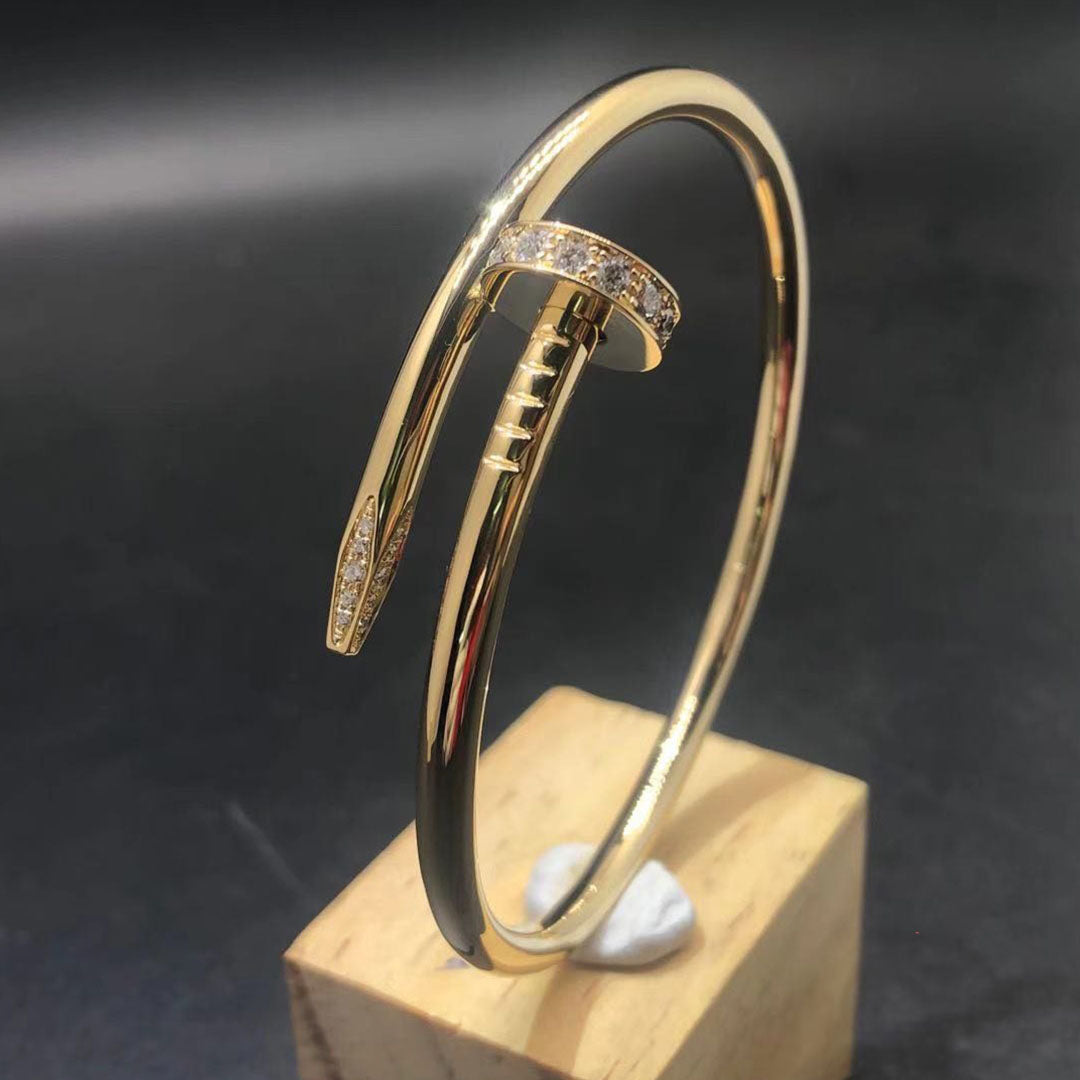 Genuine 18K Gold Nail Bangle- SOLID