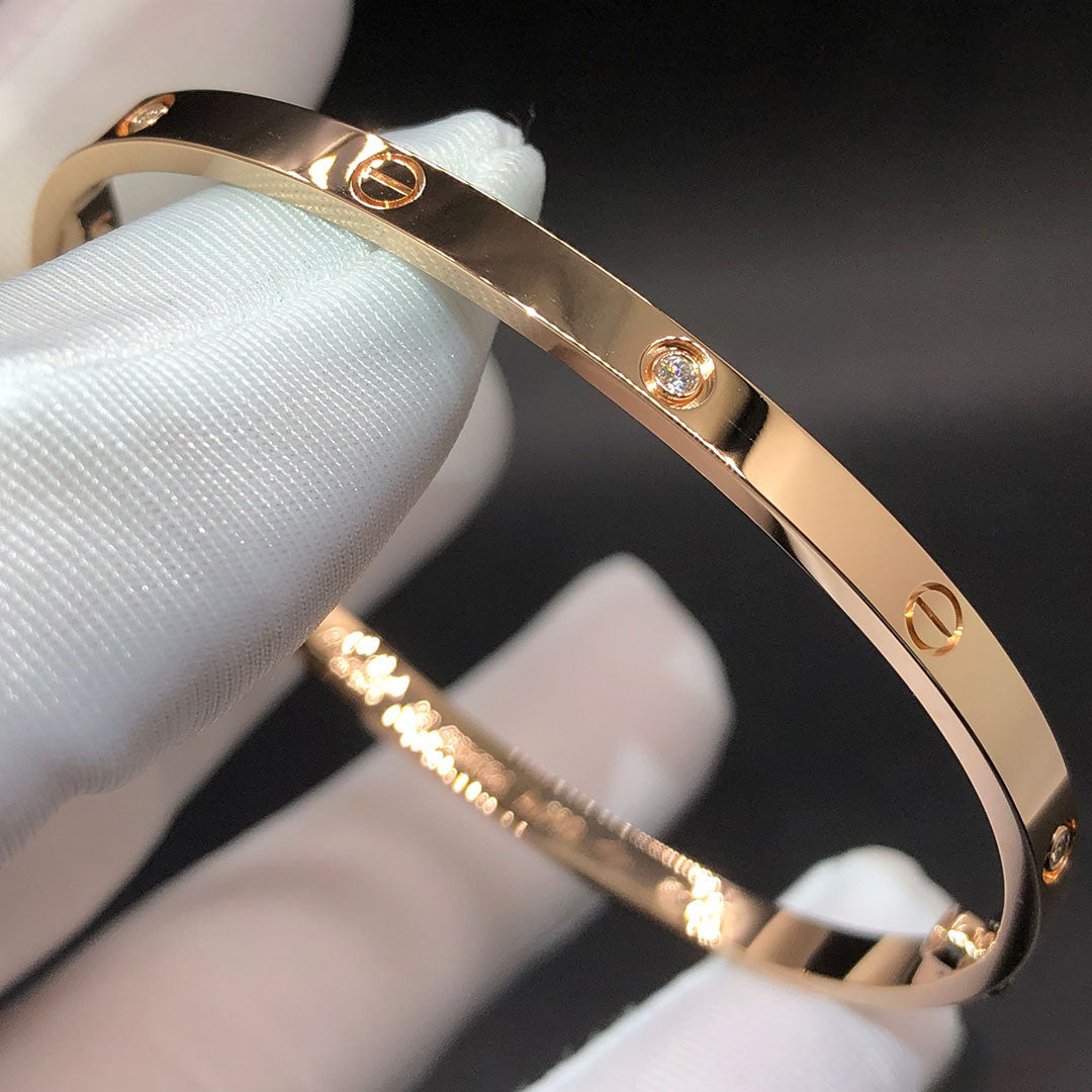 Genuine 18K Gold Slim Love Bangle- Solid