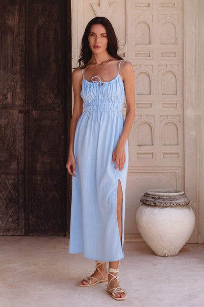 Eleanore Handcrafted Linen Midi Summer Dress Jennylyn Collection
