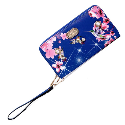 Hummingbird Bloom Vegan Leather Handle Bag + Wallet [KP6669+KPC] Jennylyn Collection