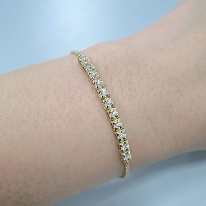 Real 14K Gold Diamond Bracelet Valentines Gift, Gift for Her, Holiday Gift