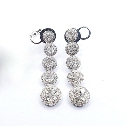 18K White Gold Diamond Drop Earrings Valentines Gift, Gift for Her