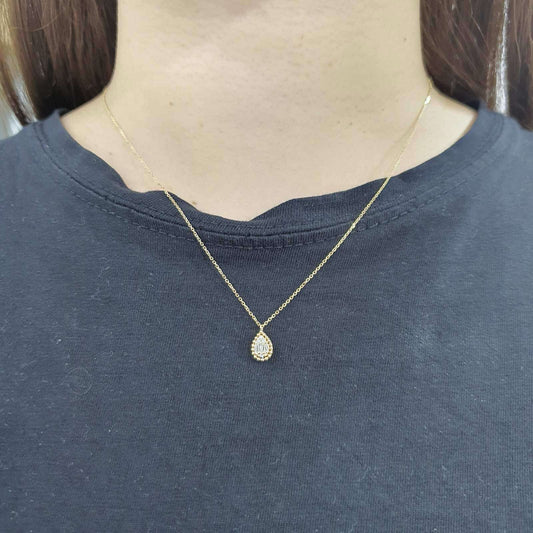14K Gold Teardrop Diamond Necklace Valentines Gift, Gift for Her, Holiday Gift VVS Color G-H