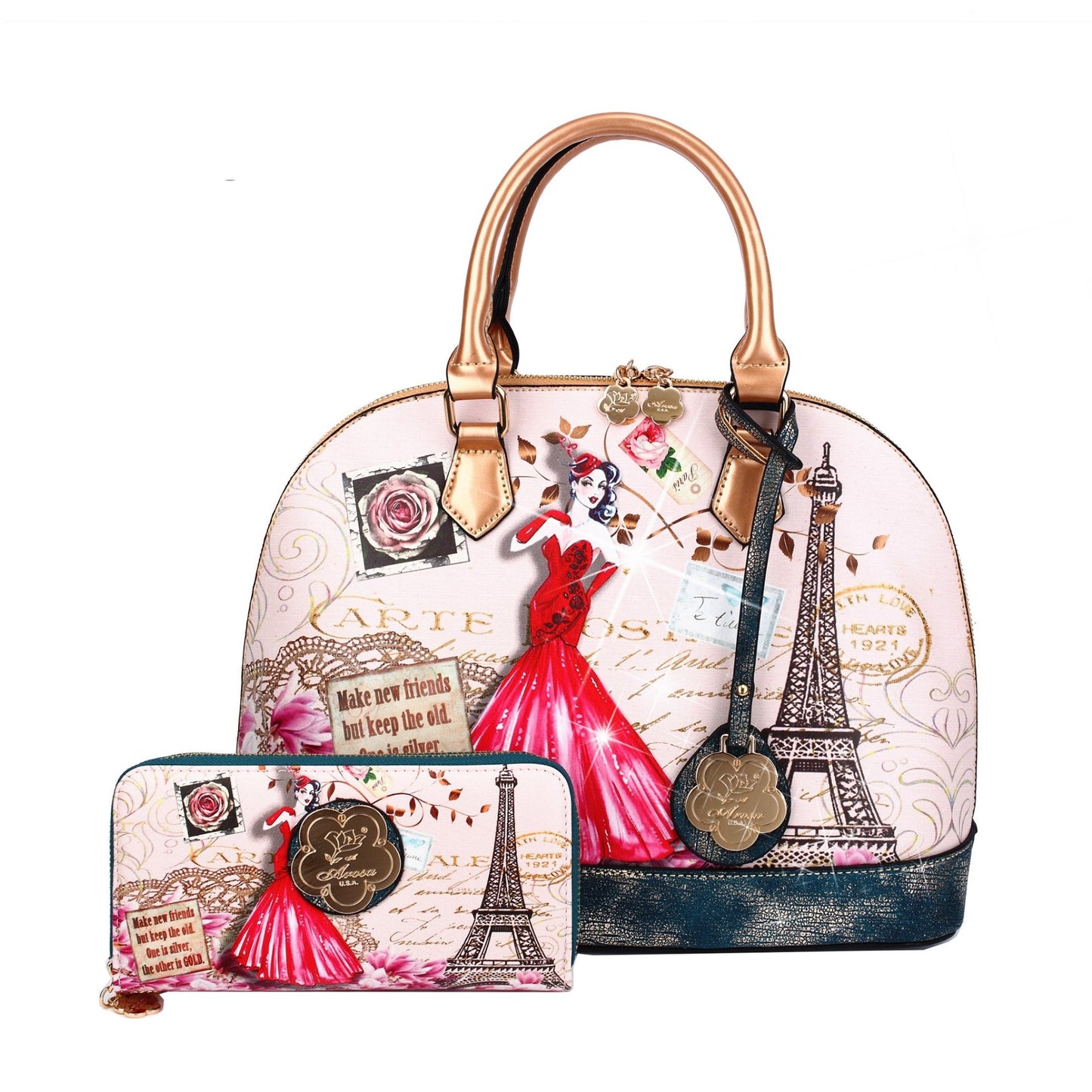 Lady Luck Vintage Scratch & Stain Resistant Top-Handle Bag [FA8914] Jennylyn Collection