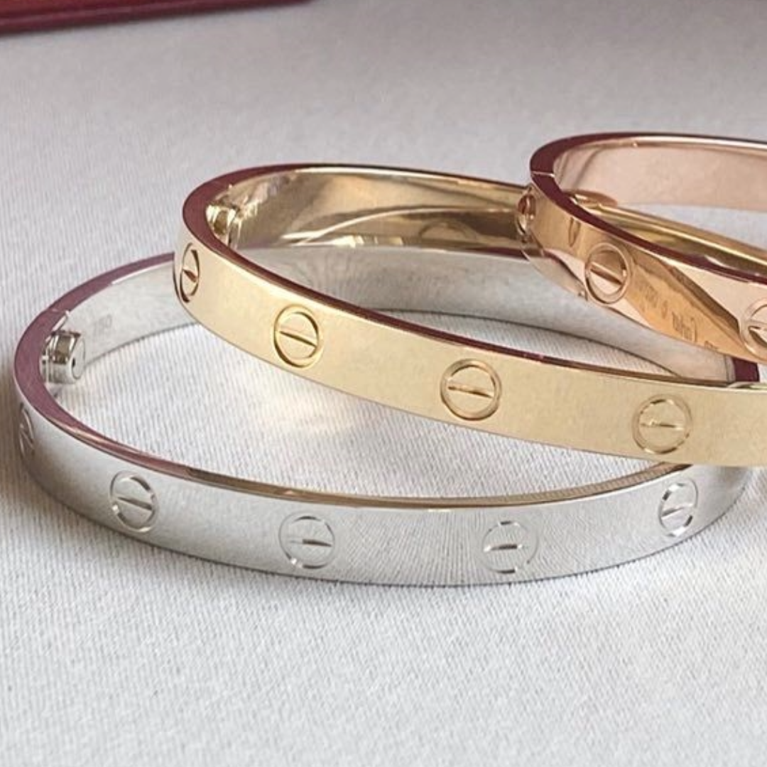 Genuine 18K Gold Love Bangle Solid