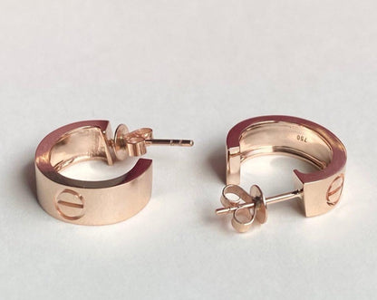 18K Solid Gold Love Earrings