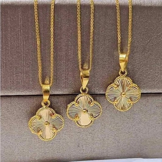 Real 21K Gold Clover Necklace